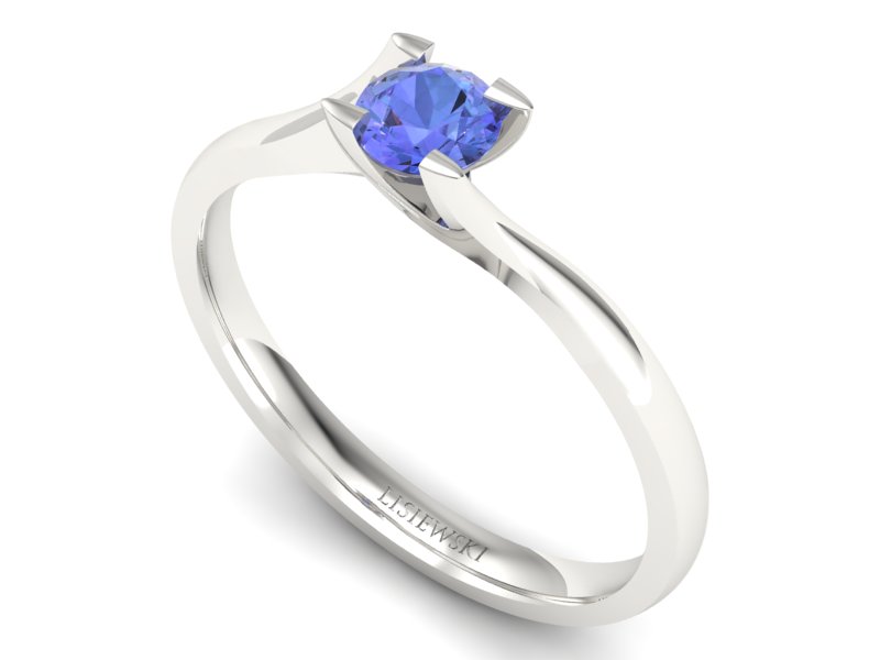 Złoty pierścionek z tanzanitem białe złoto - P15113Bt - 3
