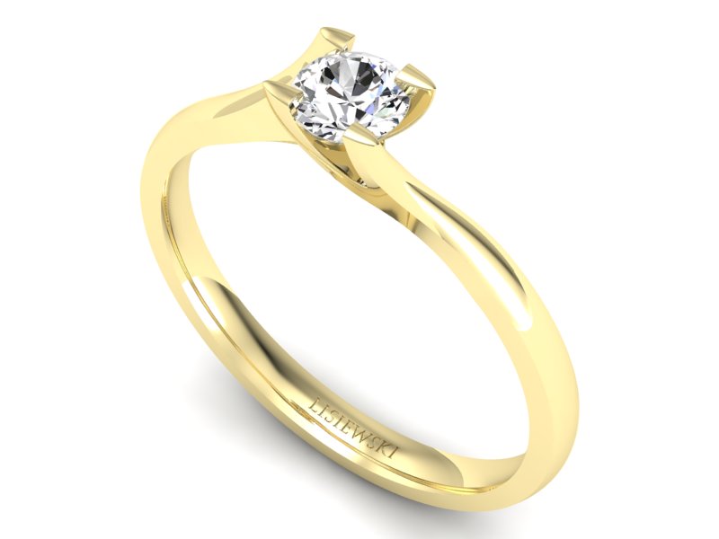 Złoty pierścionek zaręczynowy z brylantem - P15113Z - 3