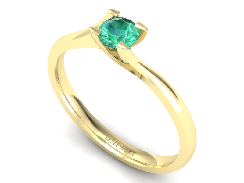 Złoty pierścionek ze szmaragdem - P15113Zsm - 3