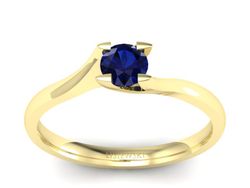 Złoty pierścionek z szafirem żółte złoto - P15113Zsz
