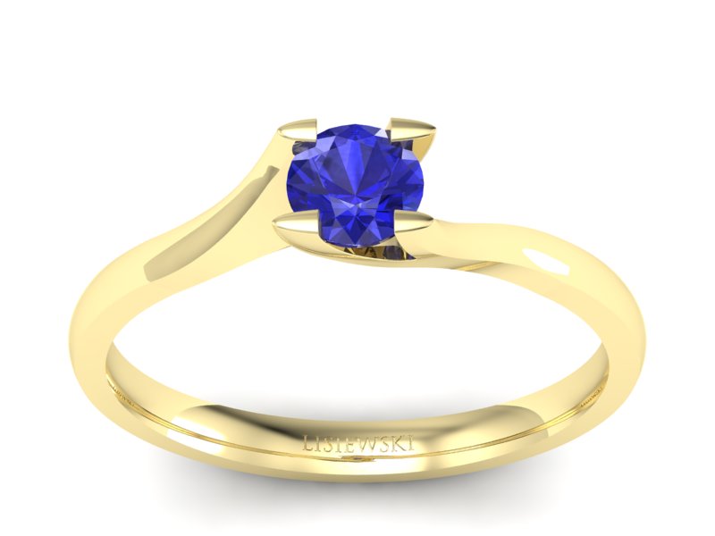 Złoty pierścionek z szafirem żółte złoto - p15113zszc - 1
