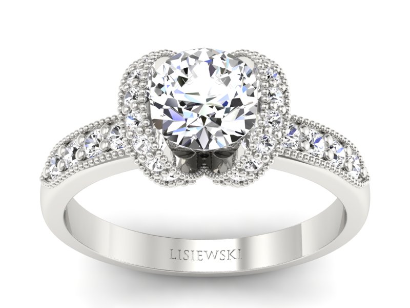 Platynowy pierścionek zaręczynowy z brylantami - P15114pt - 1