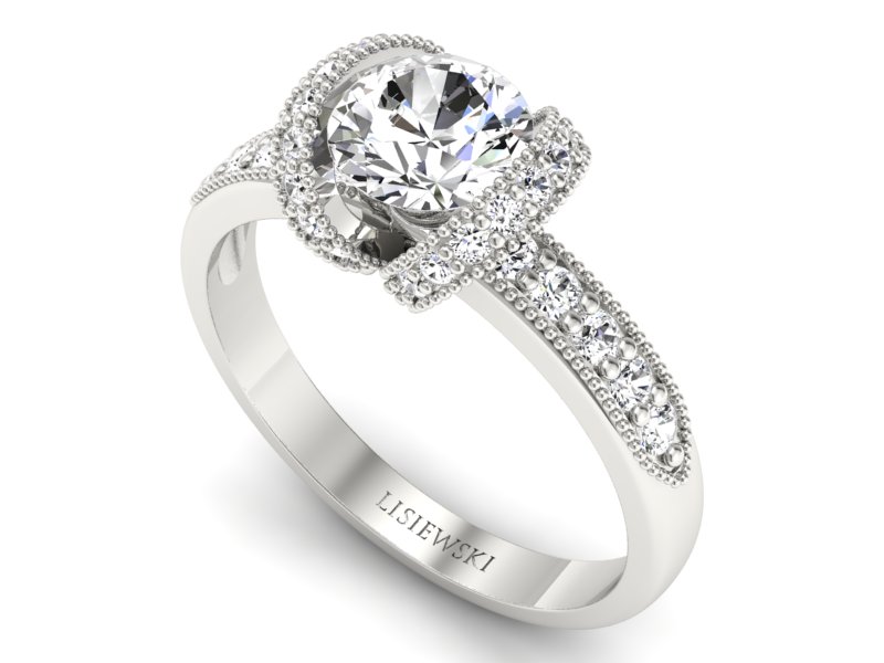 Platynowy pierścionek zaręczynowy z brylantami - P15114pt - 3