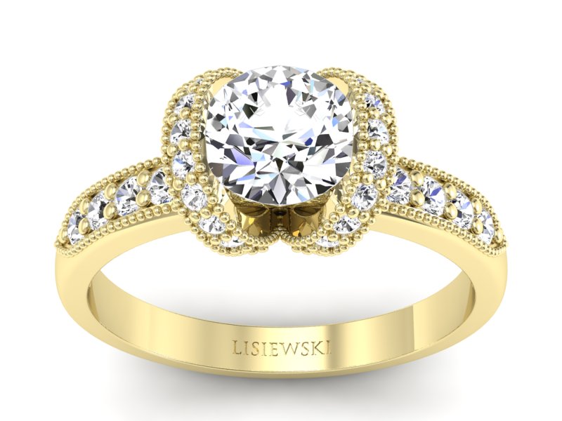 Pierścionek zaręczynowy z brylantami żółte złoto - p15114z - 1