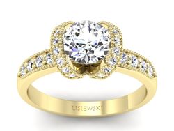 Pierścionek zaręczynowy z brylantami żółte złoto - p15114z