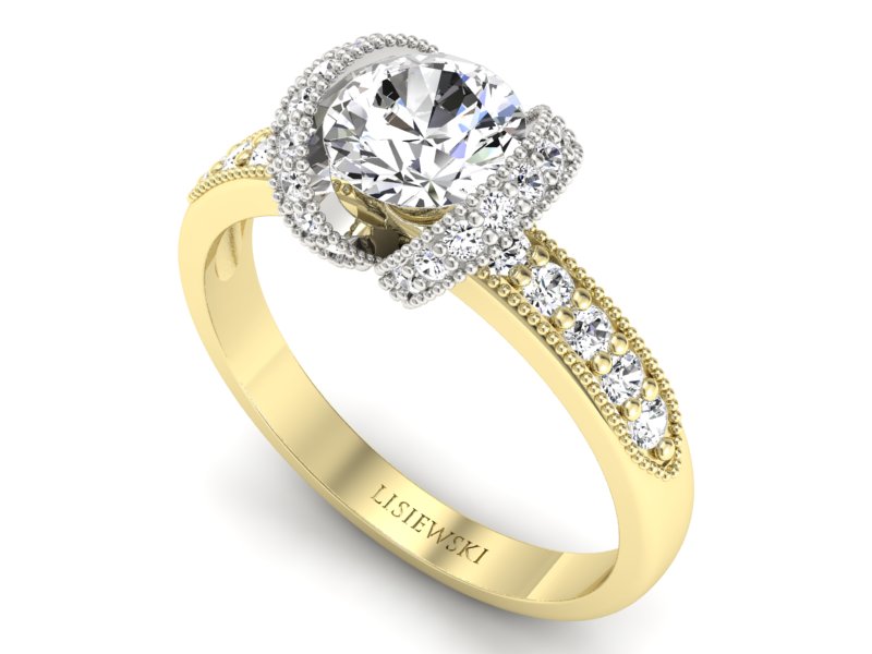 Pierścionek zaręczynowy z brylantami - p15114zb - 3