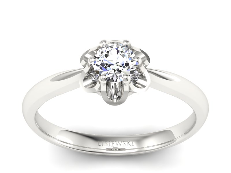 Złoty pierścionek z brylantem białe złoto - P15115b_s - 1