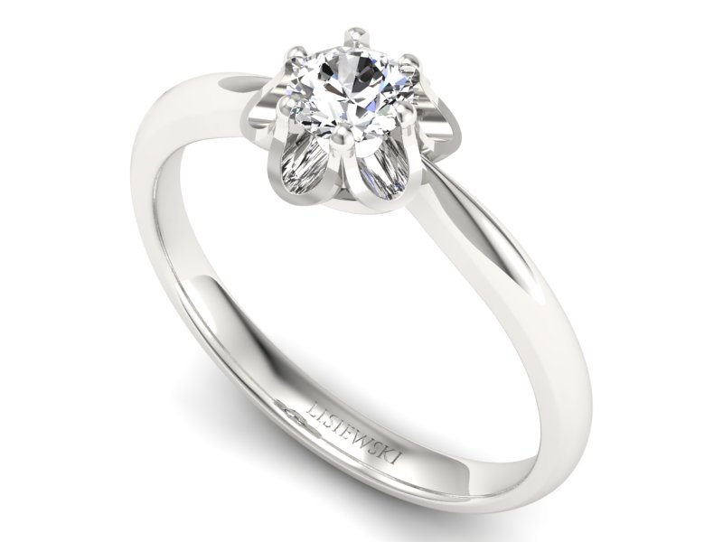 Złoty Pierścionek z brylantem białe złoto 585 - P15115b_SIH