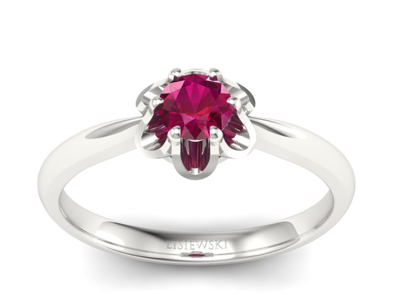 Złoty pierścionek z rubinem białe złoto - P15115br - 1