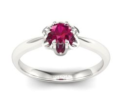 Złoty pierścionek z rubinem w białym złocie próby 585 - P15115br