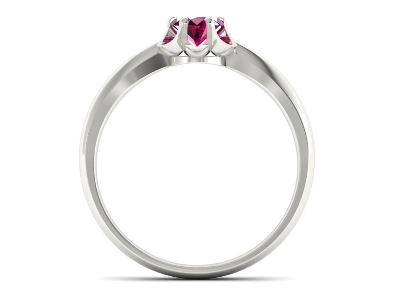 Złoty pierścionek z rubinem białe złoto - P15115br - 2