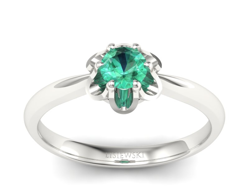 Wspaniały złoty pierścionek białe złoto ze szmaragdem - P15115bsm - 1