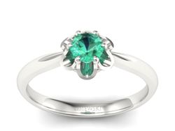 Wspaniały złoty pierścionek białe złoto ze szmaragdem - P15115bsm