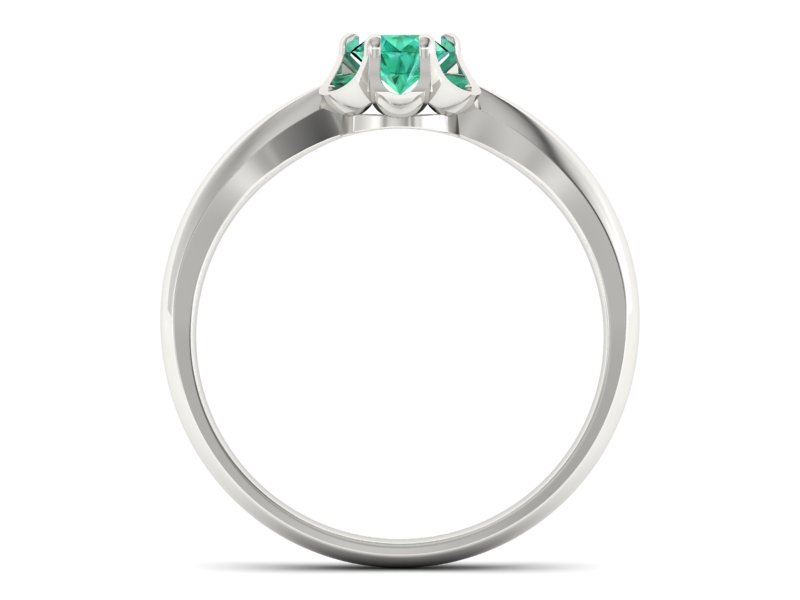 Wspaniały złoty pierścionek białe złoto ze szmaragdem - P15115bsm - 2