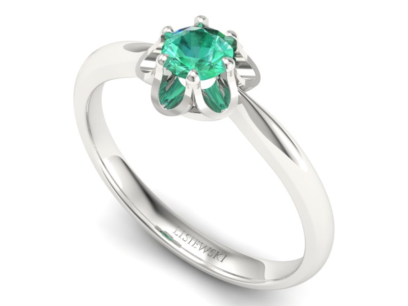 Wspaniały złoty pierścionek białe złoto ze szmaragdem - P15115bsm - 3