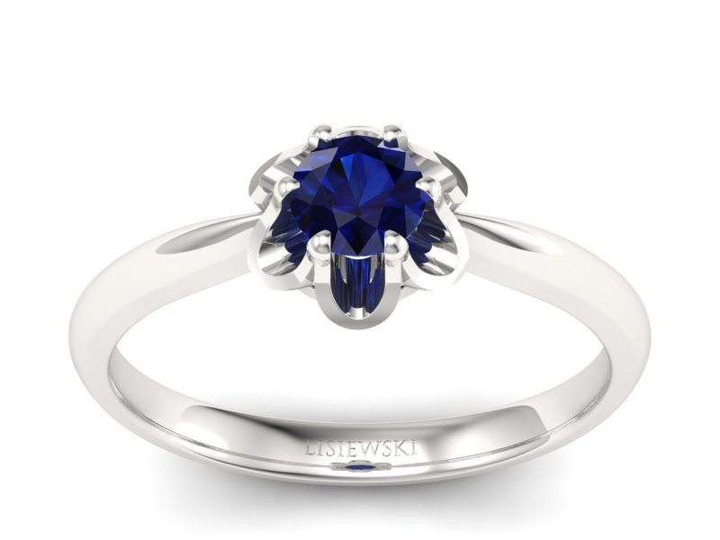 Złoty pierścionek z szafirem w białym złocie wyjątkowy - P15115bsz - 1