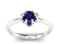 Złoty pierścionek z szafirem białe złoto - P15115bsz