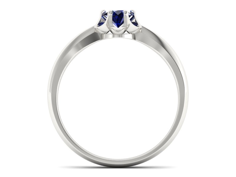 Złoty pierścionek z szafirem w białym złocie wyjątkowy - P15115bsz - 2