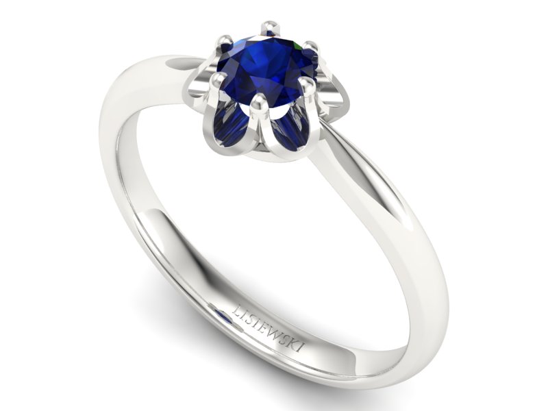 Złoty pierścionek z szafirem w białym złocie wyjątkowy - P15115bsz - 3
