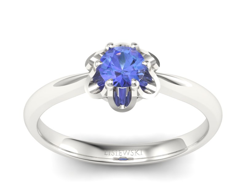 Złoty pierścionek z tanzanitem białe złoto - P15115bt - 1