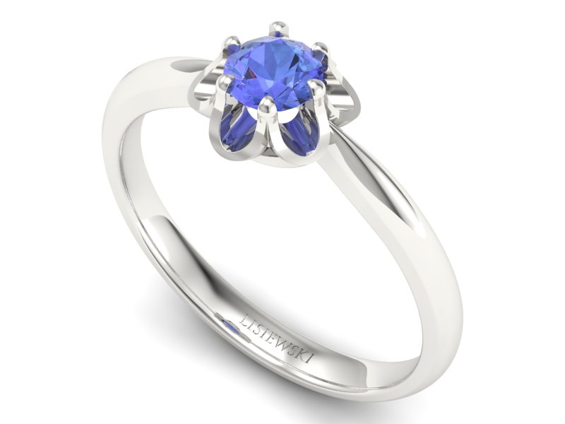 Złoty pierścionek białe złoto z tanzanitem piękno - P15115bt