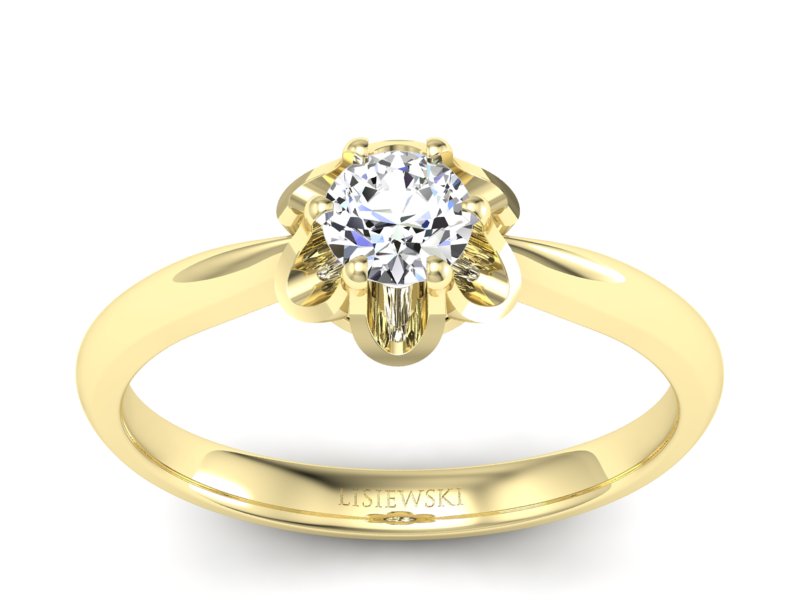 Złoty pierścionek z brylantem żółte złoto - P15115z - 1