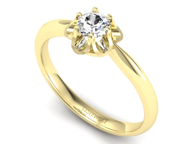 Złoty pierścionek z brylantem żółte złoto - P15115z - 3