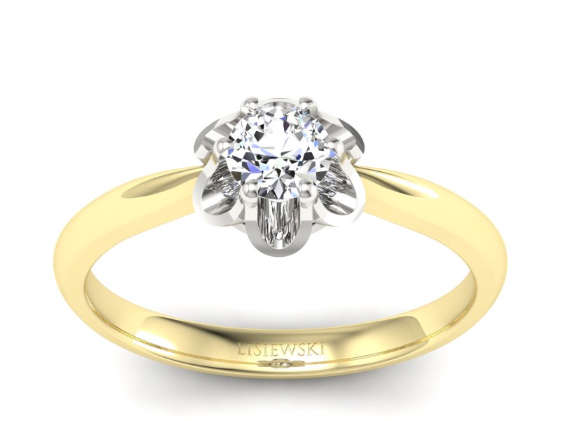 Złoty pierścionek zaręczynowy z brylantem - P15115zb - 1