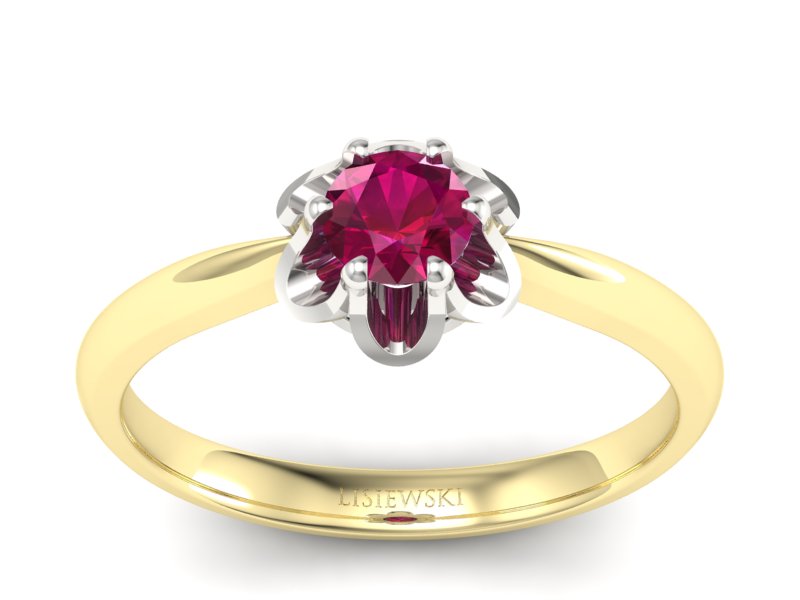 Pierścionek zaręczynowy z rubinem złoto 585 - P15115zbr - 1