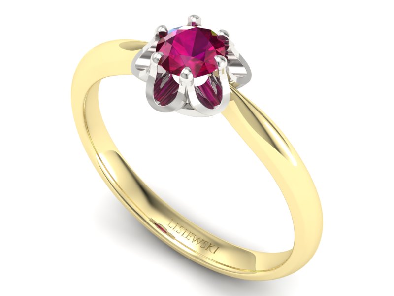 Pierścionek zaręczynowy z rubinem złoto 585 - P15115zbr - 3