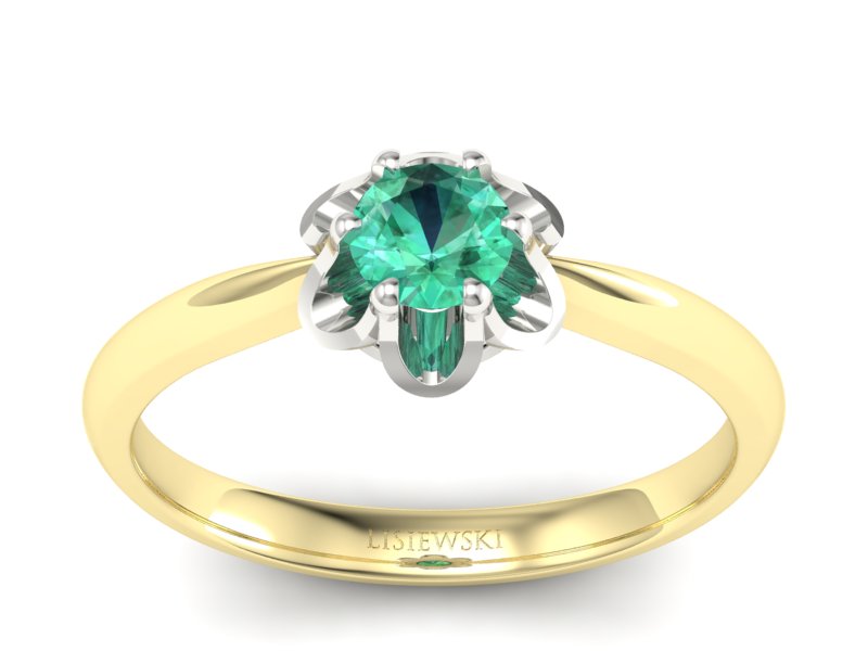 Pierścionek ze szmaragdem żółte białe złoto - P15115zbsm - 1