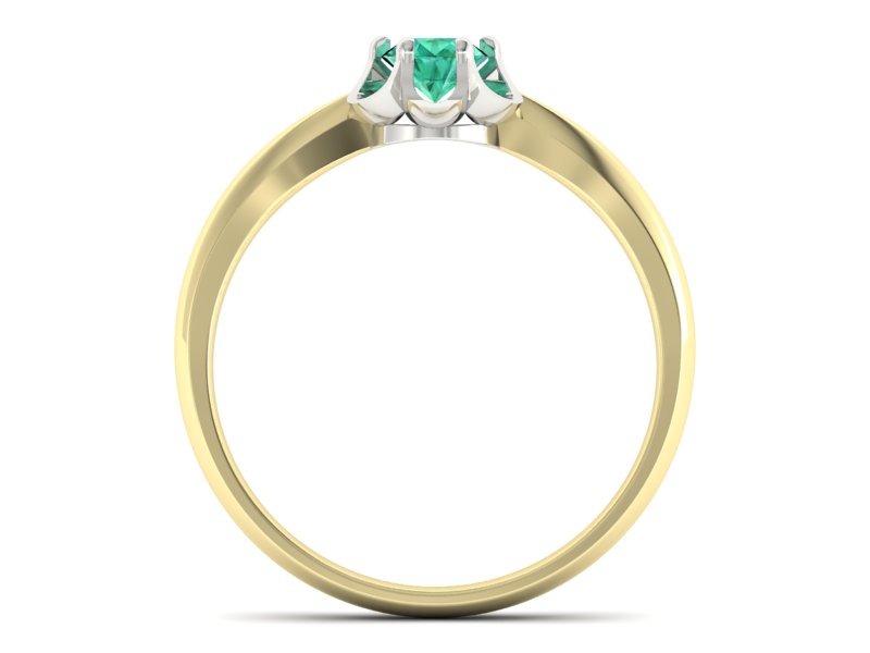 Pierścionek ze szmaragdem żółte białe złoto 585 - P15115zbsm