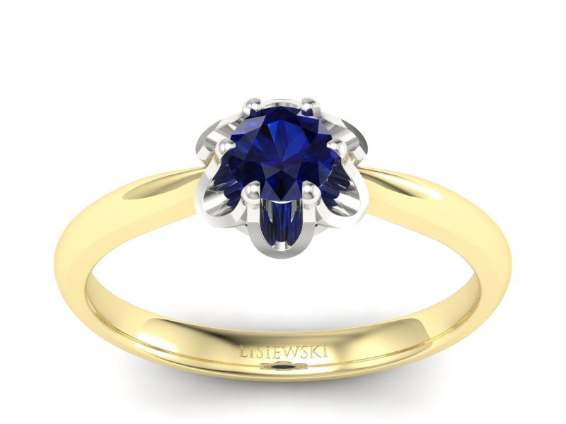Pierścionek z szafirem żółte i białe złoto - P15115zbsz - 1
