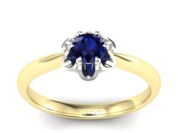 Pierścionek z szafirem żółte i białe złoto - P15115zbsz