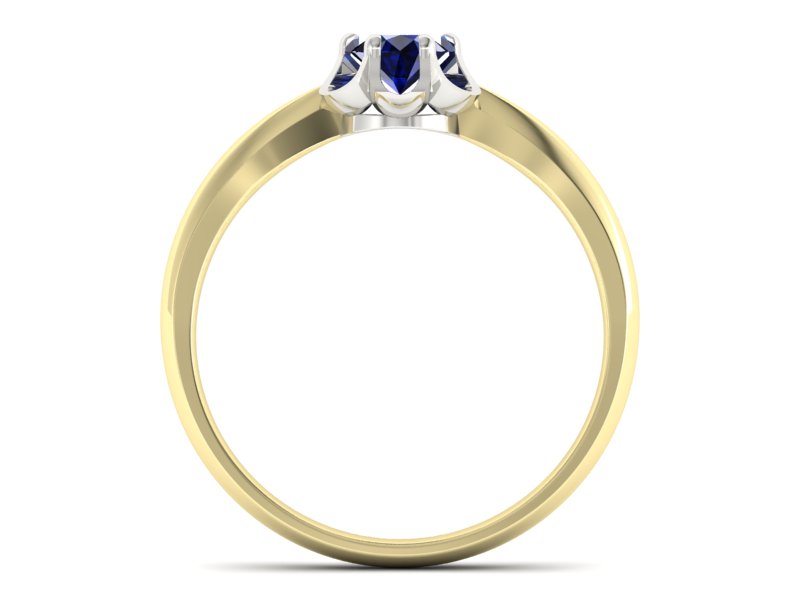 Pierścionek z szafirem żółte i białe złoto - P15115zbsz - 2