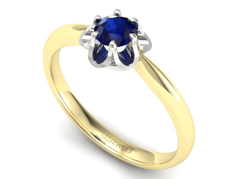 Pierścionek z szafirem żółte i białe złoto - P15115zbsz - 3