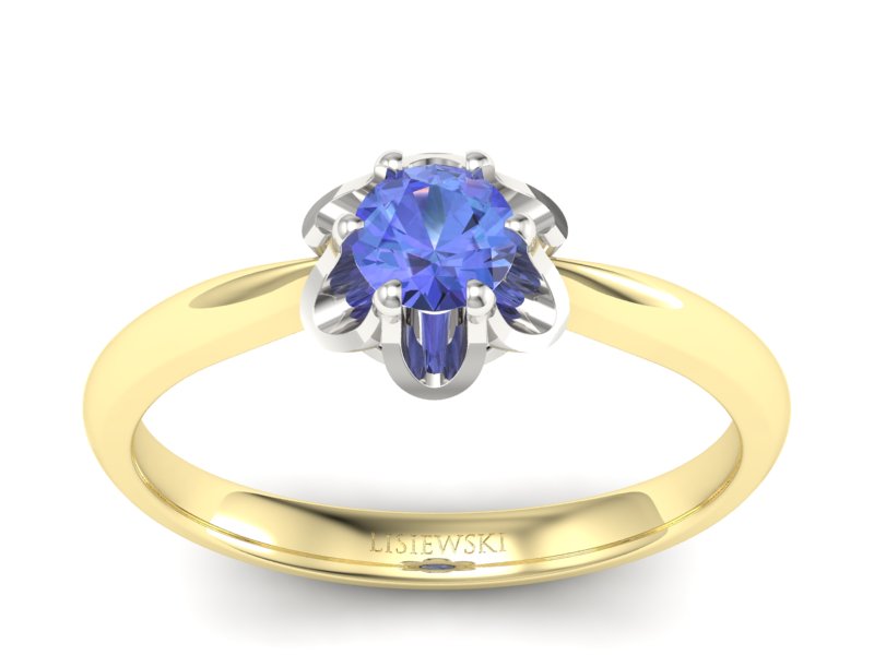 Pierścionek z tanzanitem żółte białe złoto 585 - P15115zbt - 1