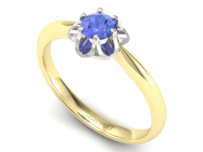 Pierścionek z tanzanitem żółte białe złoto 585 - P15115zbt - 3