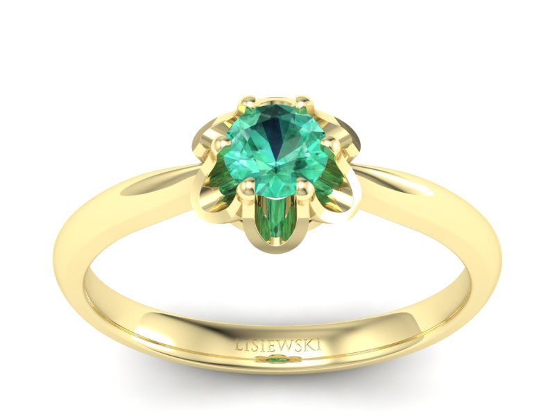 Złoty pierścionek ze szmaragdem żółte złoto - P15115zsm - 1
