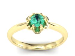 Złoty Pierścionek ze szmaragdem żółte złoto 585 - P15115zsm