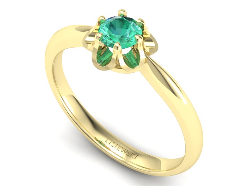 Złoty Pierścionek ze szmaragdem żółte złoto 585 - P15115zsm
