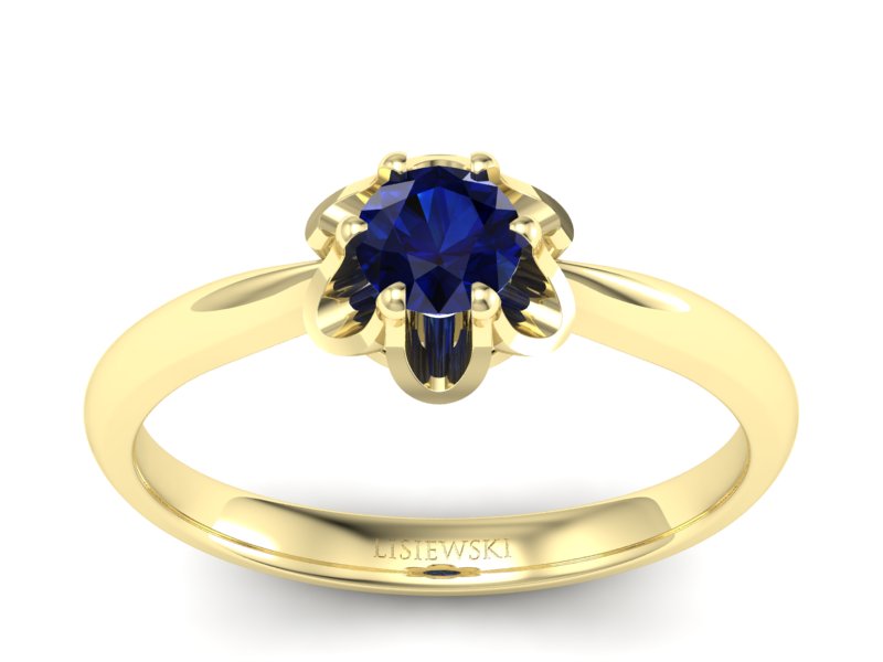 Złoty pierścionek z szafirem żółte złoto - P15115zsz - 1