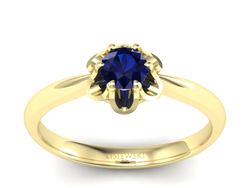 Złoty Pierścionek z szafirem żółte złoto 585 - P15115zsz