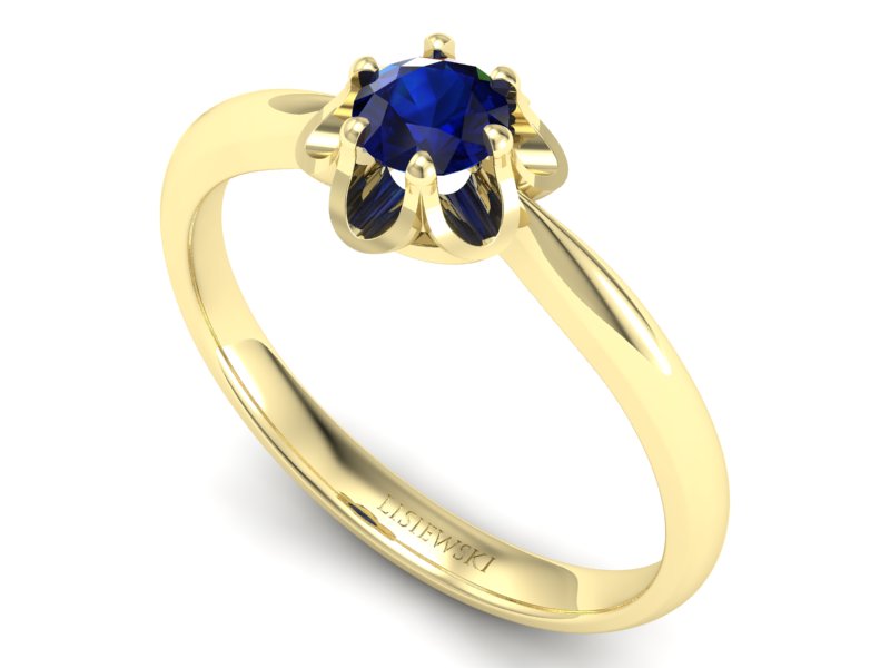 Złoty Pierścionek z szafirem żółte złoto 585 - P15115zsz