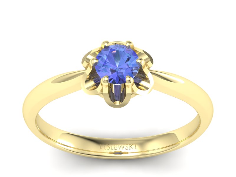 Złoty Pierścionek z tanzanitem żółte złoto 585 - P15115zt - 1