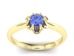 Złoty Pierścionek z tanzanitem żółte złoto 585 - P15115zt