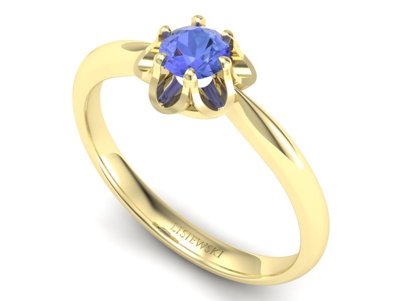 Złoty Pierścionek z tanzanitem żółte złoto 585 - P15115zt - 3