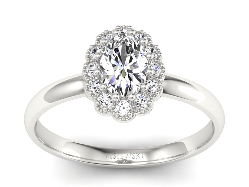 Złoty Pierścionek z diamentami białe złoto 585 - P15116b - 1