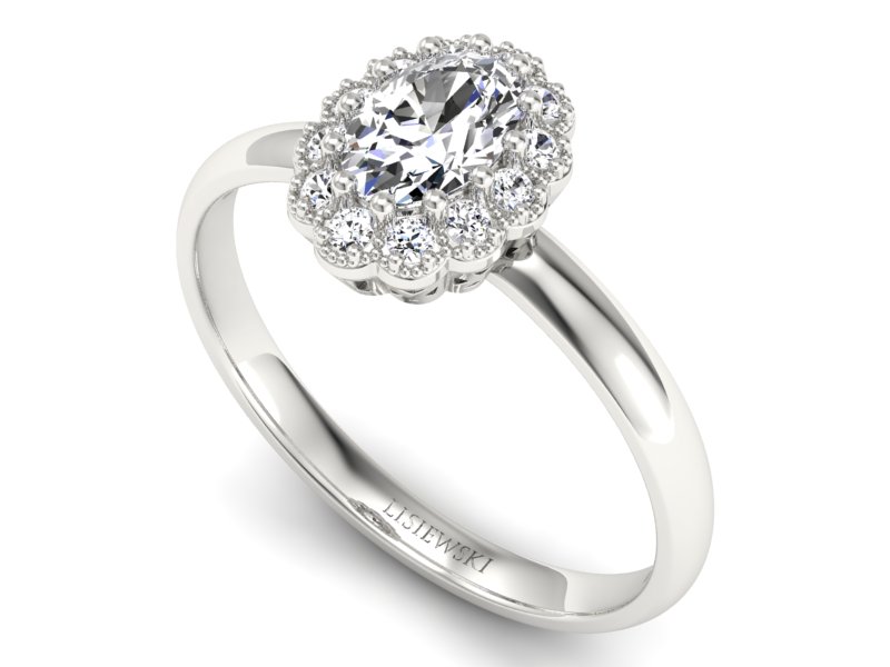 Złoty Pierścionek z diamentami białe złoto 585 - P15116b - 3