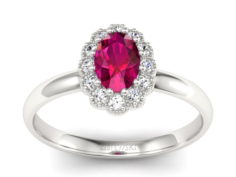 Pierścionek zaręczynowy z rubinem i brylantami - P15116br - 1